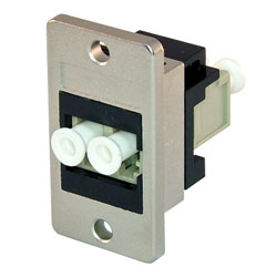 TUK PANEL MOUNT KEYSTONE FIBRE COUPLER LC to LC, multi mode, duplex, black/beige