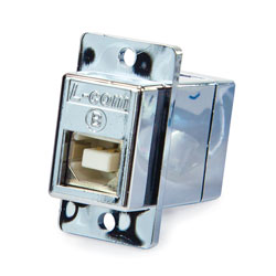 L-COM ECF504-BAS PANEL MOUNT KEYSTONE COUPLER USB 2.0 B-female (front) to A-female (rear), screened