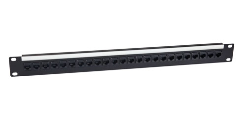 CANFORD CAT5e RJ45 PATCH PANEL, Economy, 1U, 1x24, Feedthrough, Unscreened,black