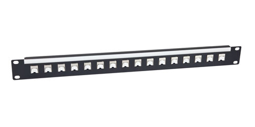 CANFORD CAT6A RJ45 PATCH PANEL, Economy, 1U, 1x16, IDC, Screened, black