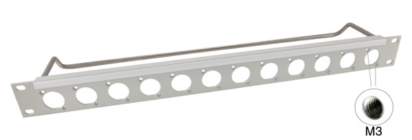 CANFORD UNIVERSAL CONNECTION PANEL Kit 1U 1x12, M3 tapped mounting holes, grey