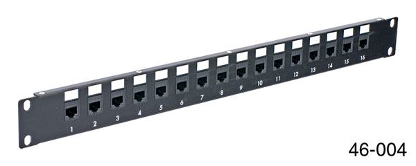CANFORD CAT5E FEEDTHROUGH PATCH PANEL 1U 1x 16, unscreened