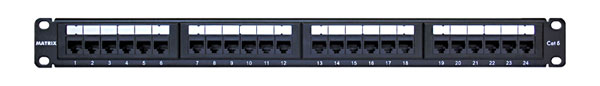 MATRIX CAT6 RJ45 PATCH PANEL 1U 24 way, unshielded, vertical termination