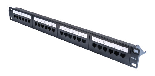 TUK CAT6 RJ45 PATCH PANEL 1U 24 way, unscreened, vertical termination