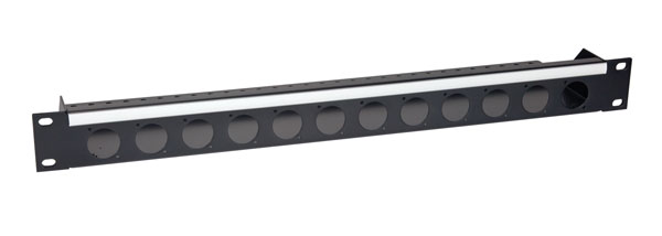 CANFORD OPTICALCON PANEL Flat 1U, 12x D-Series cutout, black