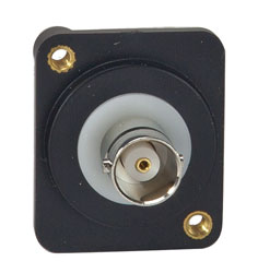 CANFORD D-SERIES BNC (double-sided), 50 ohm, M3 tapped mounting holes, black
