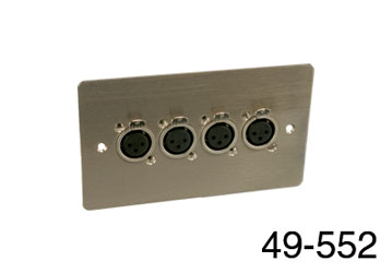 CANFORD CONNECTOR PLATE UK 2-gang, 4x XLR female, satin nickel