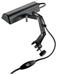 K&M 122E MUSIC STAND LIGHT Surface clamp, mains power, 160mm shade, 2500 lux