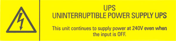 UPS WARNING LABEL This unit continues to supply power even when input is off (pack of 5)