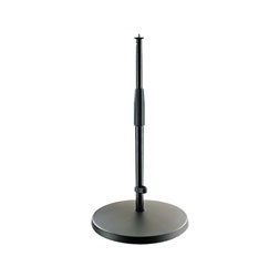 K&M 23323 MIC STAND Low-level, round cast-iron base, anti-vibration insert, 350-570mm, black