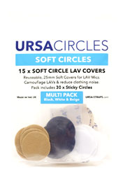 URSA STRAPS SOFT CIRCLES MICROPHONE COVER Soft fabric, black/white/beige (15 Circles/30 Stickies)
