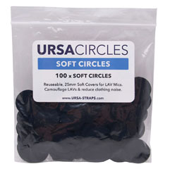 URSA STRAPS SOFT CIRCLES MICROPHONE COVER Soft fabric, black (pack of 100 Circles)