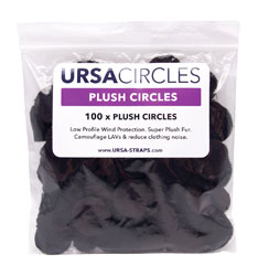 URSA STRAPS PLUSH CIRCLES MICROPHONE COVER Short fur, black (pack of 100 Circles)