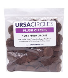 URSA STRAPS PLUSH CIRCLES MICROPHONE COVER Short fur, brown (pack of 100 Circles)
