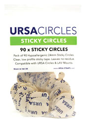 URSA STRAPS STICKY CIRCLES ADHESIVE TAPE Hypoallergenic, 24mm diameter (pack of 90)