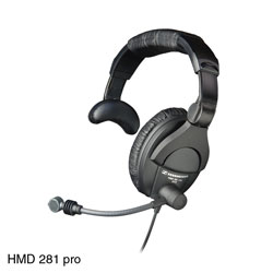 SENNHEISER HMD 281 PRO HEADSET Single ear 64 ohms, 200 ohm dynamic mic, 3m coiled cable, no plug