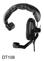 BEYERDYNAMIC DT 108.28 HEADSET Single ear, 400 ohms, with 200 ohms mic, 1.5m cable with XLR4F, grey