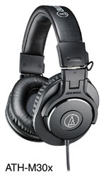 AUDIO-TECHNICA ATH-M30X HEADPHONES Closed, 47 ohms, 3.5mm jack, 6.35mm adapter, straight cable