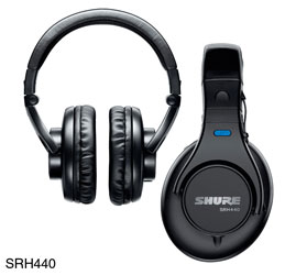 SHURE SRH440A HEADPHONES Closed, 3.5mm jack, 6.35mm adapter, single sided coiled cable