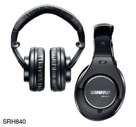 SHURE SRH840A HEADPHONES Closed, 3.5mm jack, 6.35mm adapter, single sided coiled cable