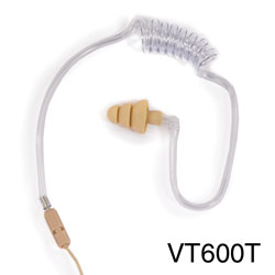 VOICE TECHNOLOGIES VT600T EARPHONE Coiled tube, transparent