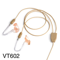 VOICE TECHNOLOGIES VT602 STEREO EARPHONE Straight cable, beige