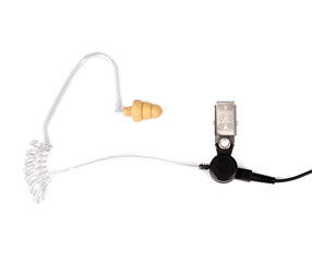 VOICE TECHNOLOGIES VT610TC125 EARPHONE Transparent coiled tube, black cable