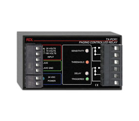 RDL TX-PCR1 PAGING CONTROLLED RELAY 25/70/100V input, 3 to 25second release delay