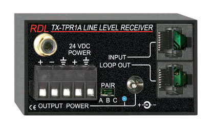 RDL TX-TPR1A FORMAT-A RECEIVER Active, single pair, 1x RCA (phono), 1x balanced line output