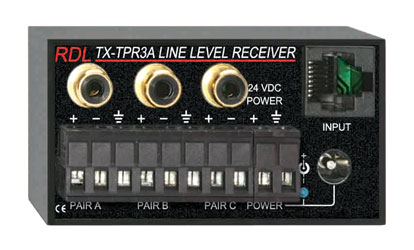 RDL TX-TPR3A FORMAT-A RECEIVER Active, three pair, 3x RCA (phono), 3x balanced line outputs