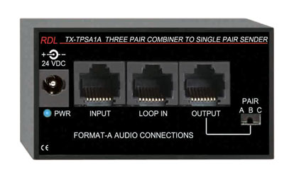 RDL TX-TPSA1A FORMAT-A COMBINER Active, three pair input to single pair output