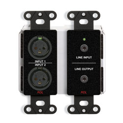 RDL DDB-BN31 DANTE INTERFACE Bi-directional, mic/line, 2x2, XLR/3.5mm jack I/O, black