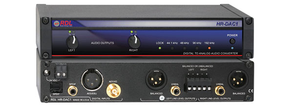 RDL HR-DAC1 D/A CONVERTER Audio, AES/EBU or S/PDIF, half-rack, 24-bit 192kHz