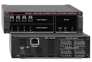 RDL RU-LB4 DANTE INTERFACE Bi-directional, 4x line in and out, terminal blocks