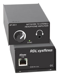 RDL SF-NH1 DANTE INTERFACE Output, 1x stereo headphone output, 3.5mm jack, volume control