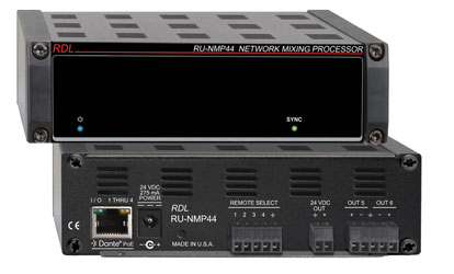 RDL RU-NMP44 DANTE INTERFACE Mixer, 6x virtual mixers, terminal block connectors