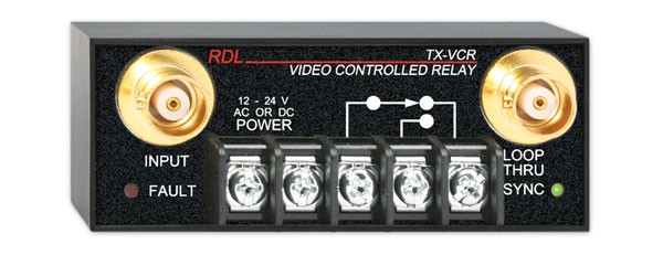 RDL TX-VCR VIDEO CONTROLLED RELAY Bridging or terminated, NTSC/PAL, BNC