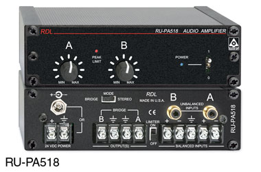 RDL RU-PA518 POWER AMPLIFIER Stereo, 9W/4 stereo, 18W/8 mono, terminal/RCA (phono) in, terminal out