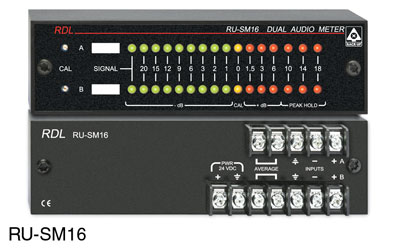 RDL RU-SM16A AUDIO METER Digital LED display, 2-channel, mono/stereo, terminal block I/O