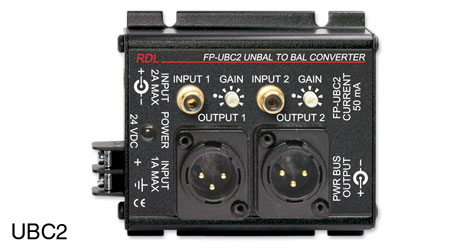 RDL FP-UBC2 CONVERTER Audio, unbalanced to balanced, RCA (phono) in, XLR out, 2 channel