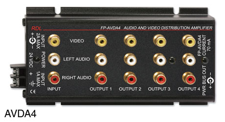 RDL FP-AVDA4 DISTRIBUTION AMPLIFIER Audio and video, stereo, 1x4, RCA (phono) I/O