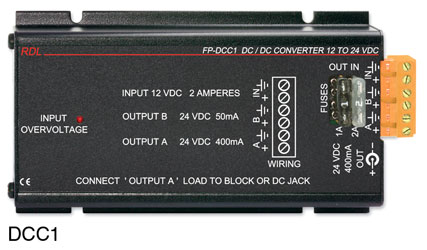 RDL FP-DCC1 CONVERTER DC power, 12Vdc to 24Vdc, terminal block I/O