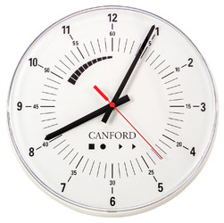 CANFORD RADIO-CONTROLLED BROADCASTERS CLOCK MSF 300mm, white case, stepped second hand