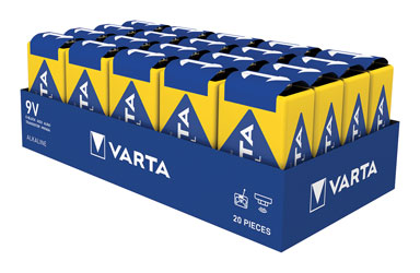 VARTA 4022 BATTERY, PP3 size, alkaline, 9V (pack of 20)