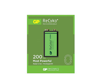 GP 20R8H RECYKO+ BATTERY, 1604 (PP3) size, NiMH, 200mAh, 8.4V