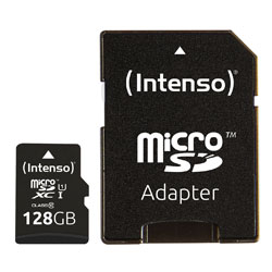 INTENSO SDC-3423491 PREMIUM 128GB micro SD memory card and adapter, UHS-1