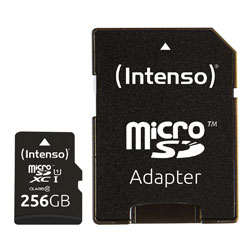INTENSO SDC-3423492 PREMIUM 256GB micro SD memory card and adapter, UHS-1
