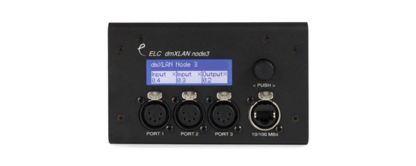 ELC LIGHTING DMXLAN NODE3 SM FI DMX NODE 3x DMX ports, 2x Ethernet ports, 5-pin XLR, surface mount