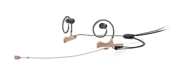 DPA 4166 SLIM MICROPHONE Dual in-ear headset, omni, dual ear, MicroDot, 110mm boom, beige