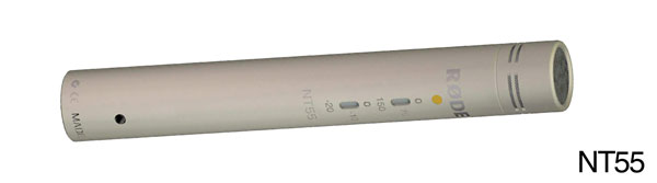 RODE NT55 MICROPHONE Condenser, cardioid/omni, high-pass filter, +48V phantom powered